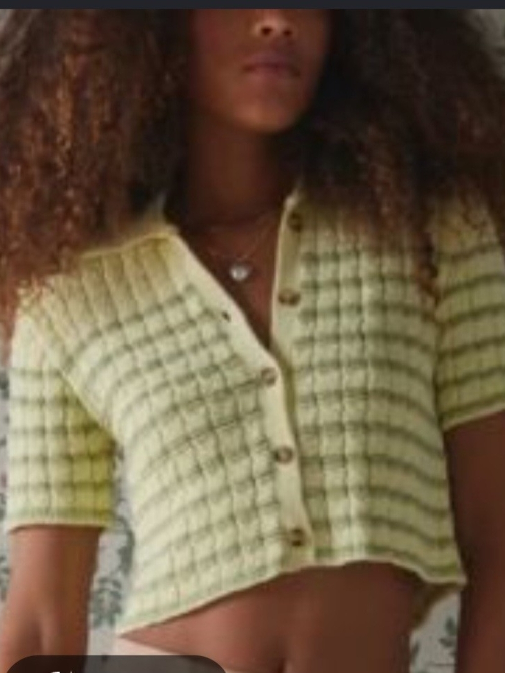 Kimchi Blue Pale Yellow Cropped Knit Button-Front Top